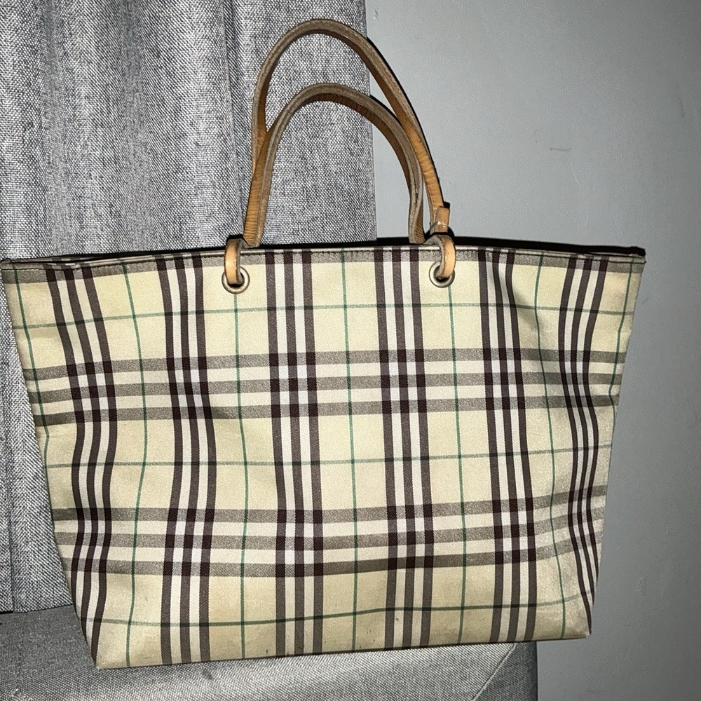 Burberry London Nylon Tote Bag Nova Check Beige Shopper‎ Minimalist Brown Green